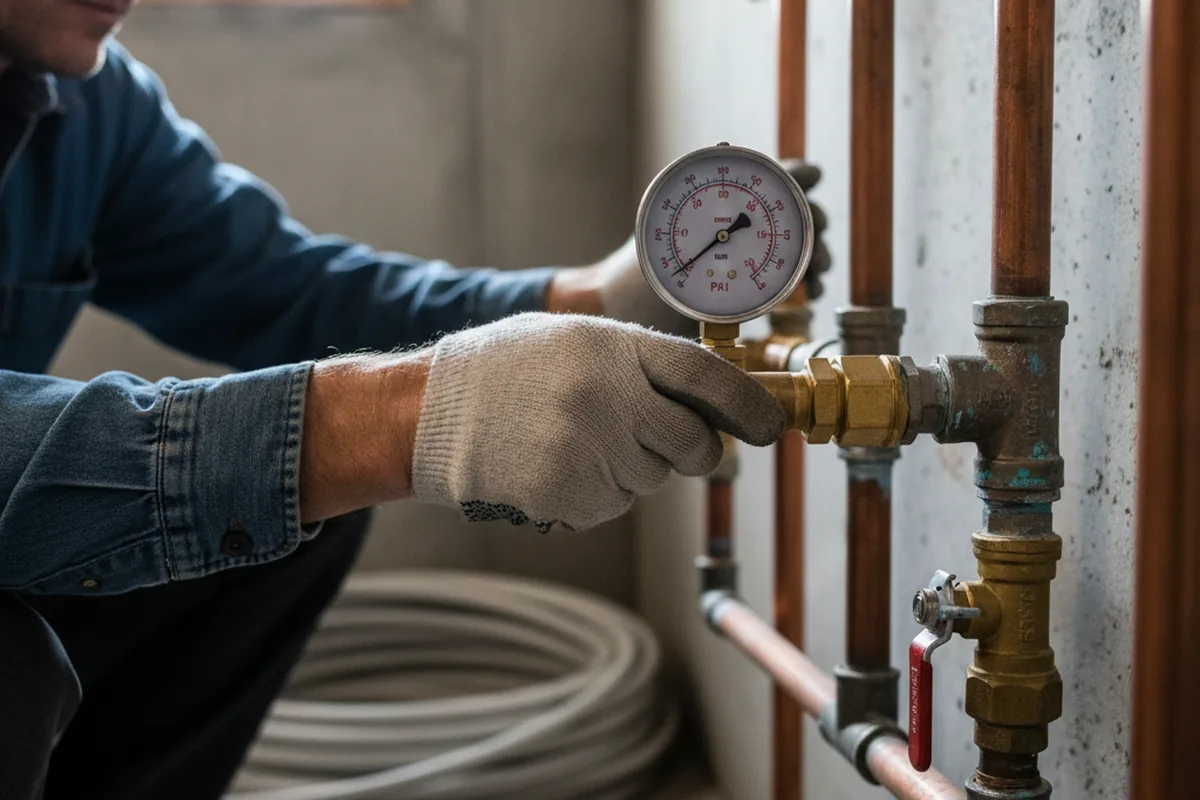 Pressure testing a repaired line during Water Line Repair in Harrison Township